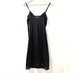 Vintage Sears The Doesnt Slip Black Nylon Lace Trim Slip Dress Size 36 Lingerie‎